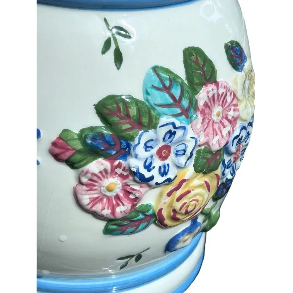 Laura Ashley ceramic‎ Jar vintage floral cottagecore multicolor flour tea cookie